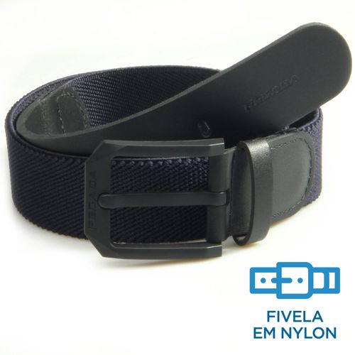 Cinto Pegada Masculino em Elástico e Couro Marinho CI002345-03