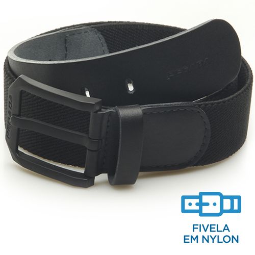 Cinto Pegada Masculino em Elástico  e Couro Preto CI002345-01