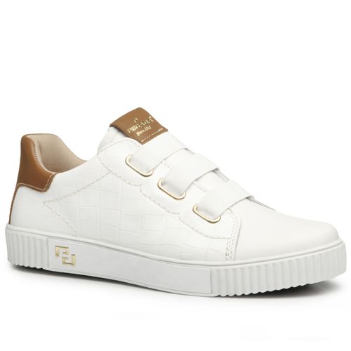 Tênis Pegada Feminino em Couro Branco 219001-04