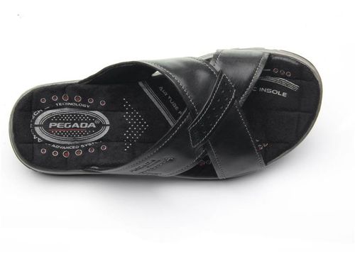Chinelo Pegada Masculino em Couro Preto 131661-06