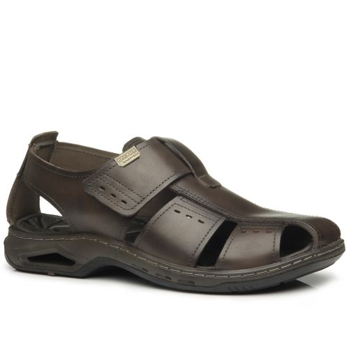 Sandália Pegada Masculina em Couro Cravo 133205-03