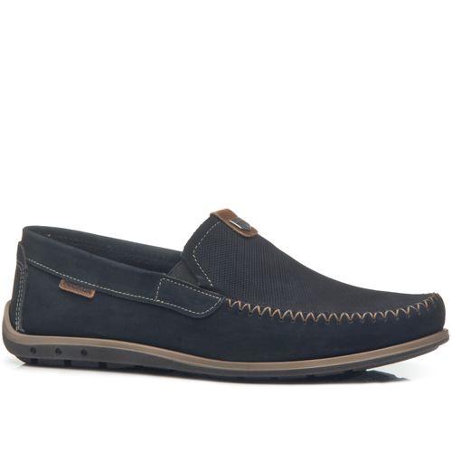 Mocassim Pegada Masculino em Couro Marinho 141603-09