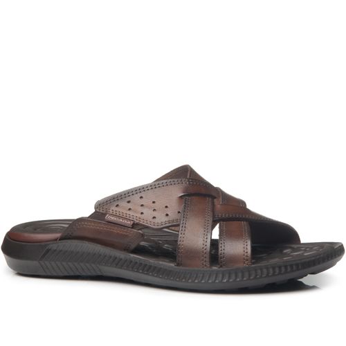 Chinelo Pegada Masculino em Couro Pinhão 133151-01