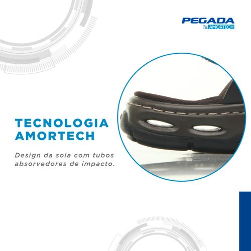 Sandália Pegada Masculina Plus Size em Couro Cravo 530653-03