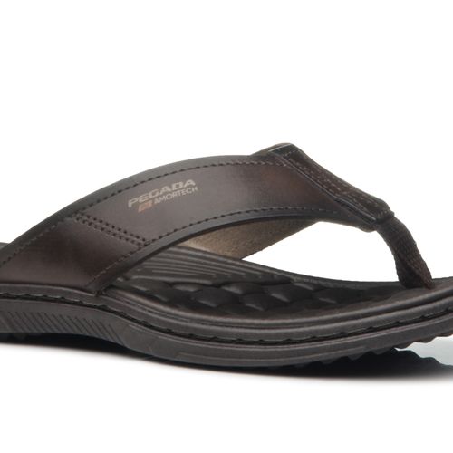 Chinelo Pegada Masculino em Couro Cravo 133301-02