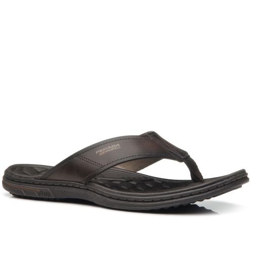 Chinelo Pegada Masculino em Couro Cravo 133301-02