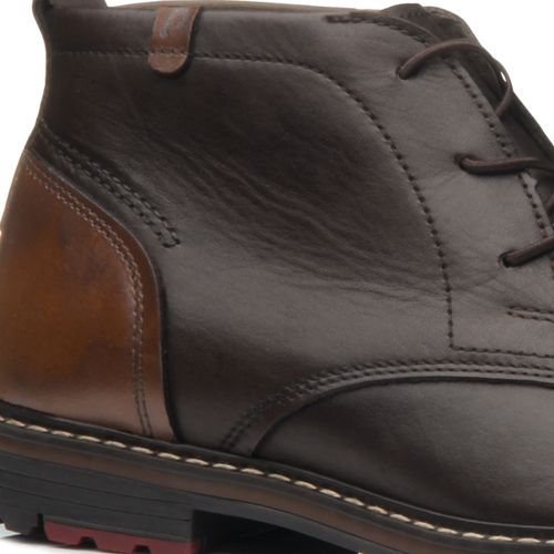 Bota Pegada Masculina Flat em Couro Brown 126201-02