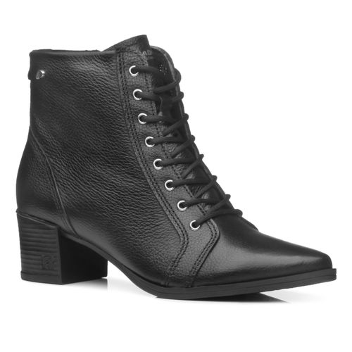 Bota Pegada Feminina Cano Curto em Couro Preto 280503-05