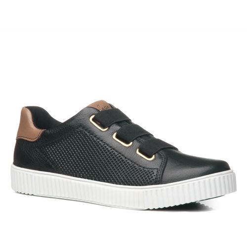 Tênis Pegada Feminino em Couro Preto 219065-02