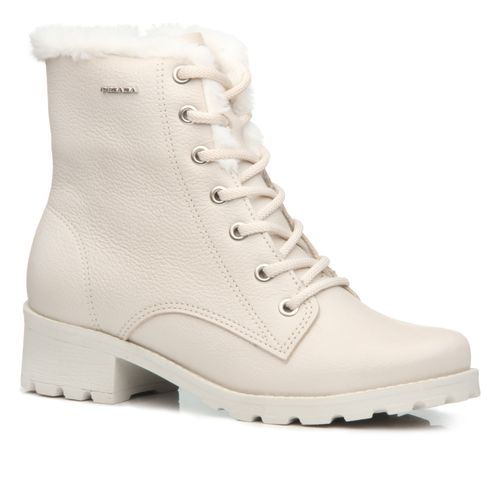 Coturno Pegada Feminino em Couro Off White 281414-01