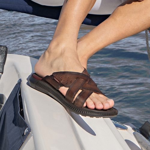 Chinelo Pegada Masculino em Couro Pinhão 133151-01