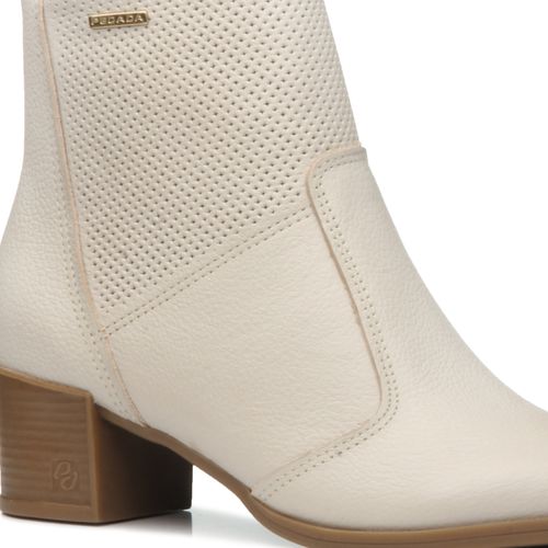 Bota Pegada Feminina em Couro Off White 280502-01