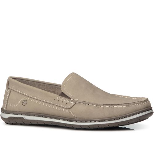 Mocassim Pegada Masculino em Couro Areia 141108-03