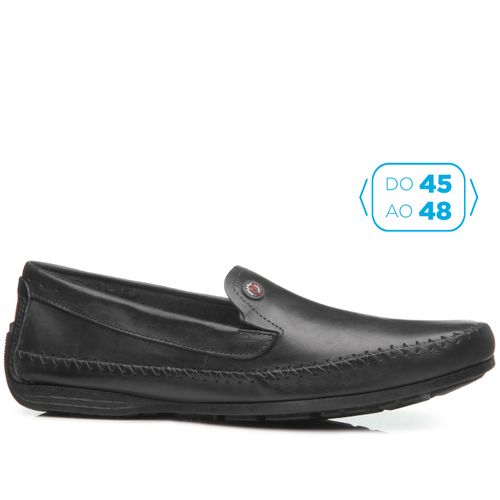 Mocassim Pegada Masculino  Plus Size em Couro Preto 540771-04