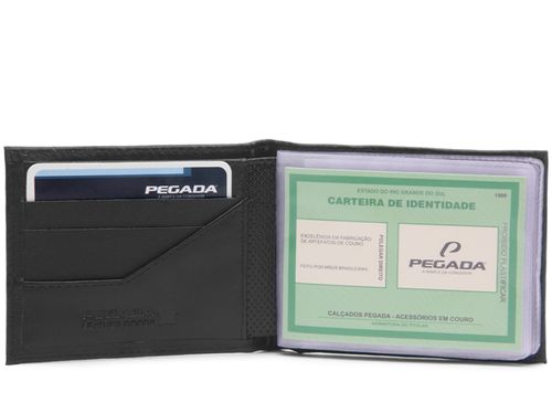 Carteira Pegada Masculina em Couro Preto CA003833-03