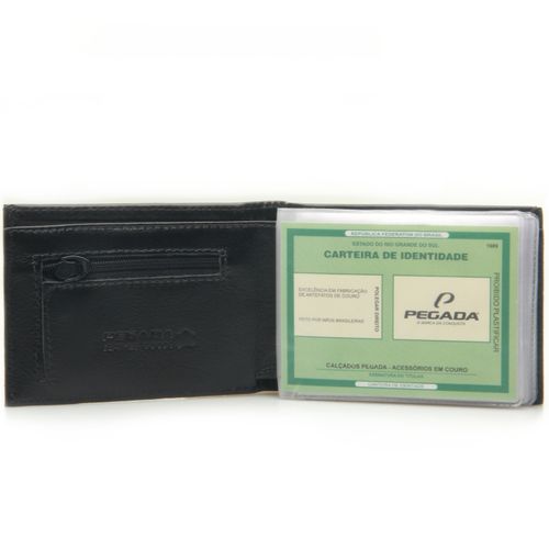 Carteira Pegada Masculina em Couro Preto CA034102-02