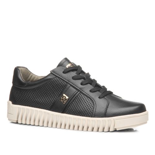 Tenis Pegada Feminino em Couro Preto 210509-08
