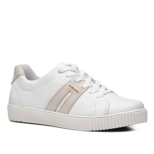 Tenis Pegada Feminino em Couro Branco 219017-01