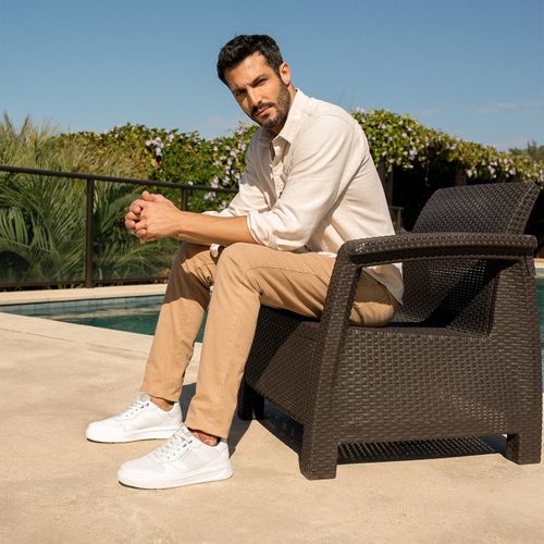 Tênis Casual Pegada Masculino em Couro Branco 110921-01