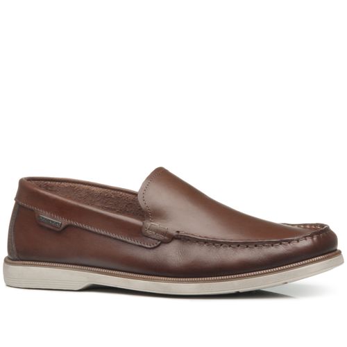 Mocassim Pegada Masculino em Couro Pinhao 141903-01