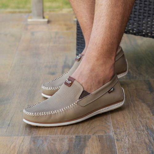 Mocassim Pegada Masculino em Couro Areia 142002-06