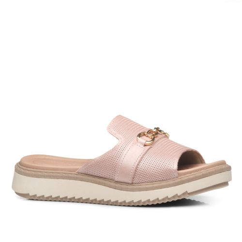 Chinelo Pegada Feminino em Couro Rose 233663-05