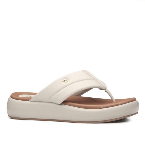 Chinelo Pegada Feminino em Couro Off White 233701-02