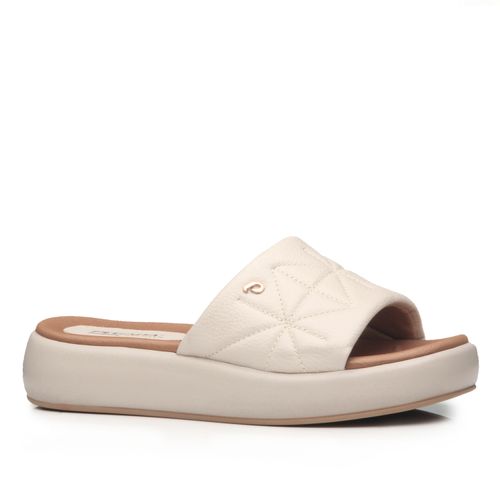 Chinelo Pegada Feminino em Couro Off White 233703-02