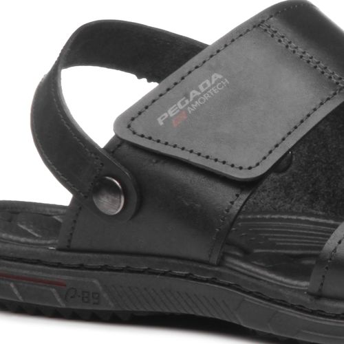 Sandalia Pegada Masculina em Couro Preto 133303-03