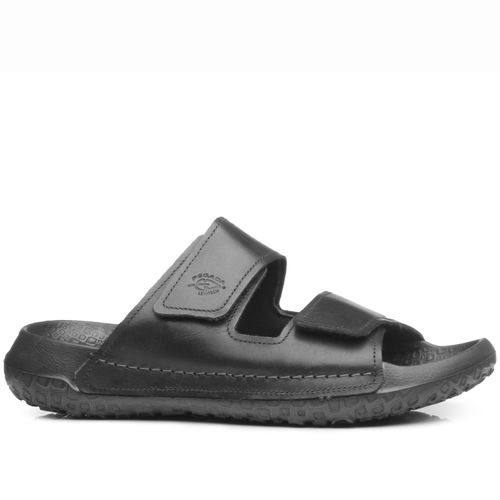 Chinelo Pegada Masculino em Couro Preto 133403-04