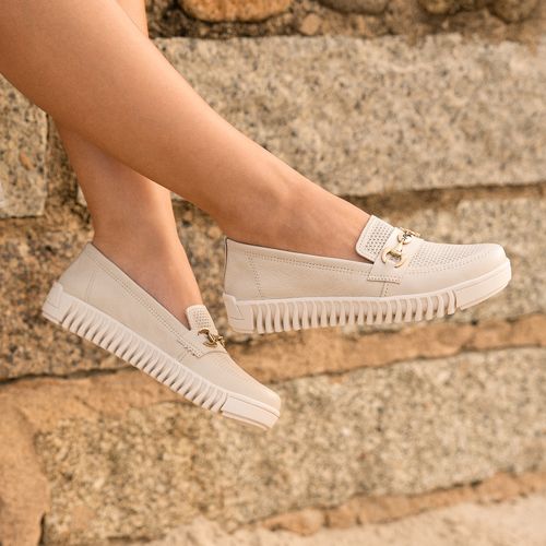 Tenis Pegada Feminino em Couro Off White 210513-02