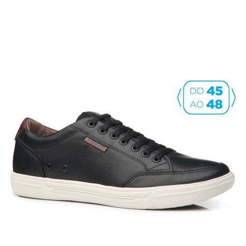 Sapatênis Pegada Masculino Plus Size em Couro Preto 510403-05