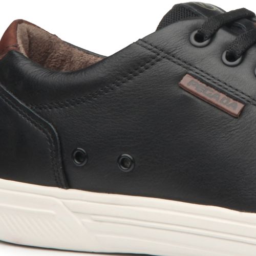 Sapatênis Pegada Masculino Plus Size em Couro Preto 510403-05