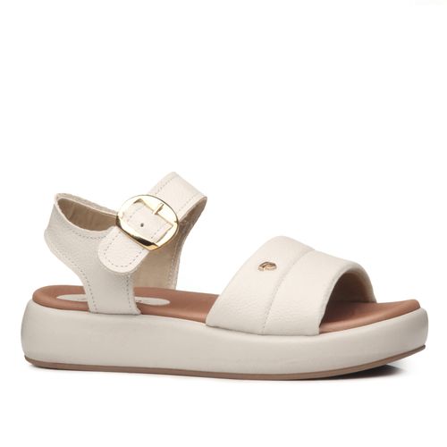 Sandália Pegada Feminina em Couro Off White 233704-02