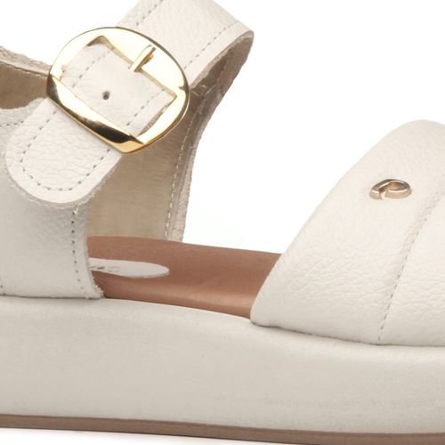 Sandália Pegada Feminina em Couro Off White 233704-02