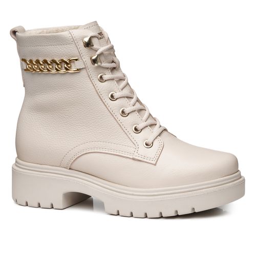 Coturno Pegada Feminino em Couro Off White 282401-01