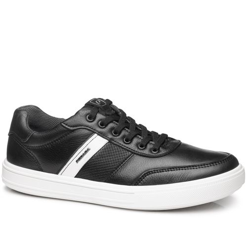 Tênis Casual Pegada Masculino em Couro Preto 111502-06