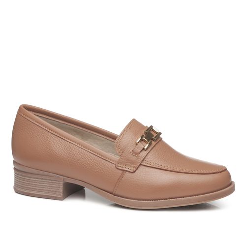 Sapato Mocassim Pegada Feminino em Couro Caramelo 222001-02