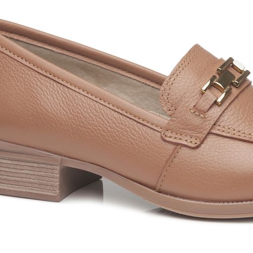 Sapato Mocassim Pegada Feminino em Couro Caramelo 222001-02