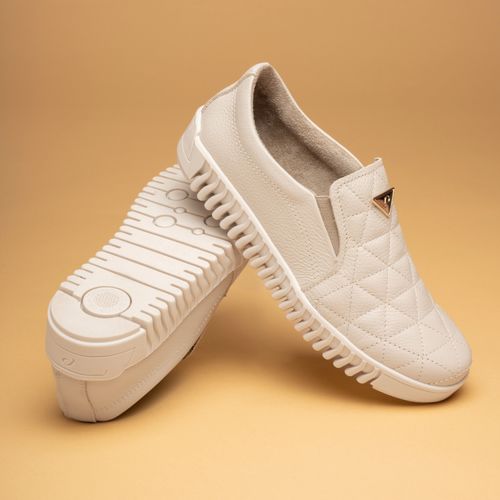 Tênis Pegada Feminino em Couro Off White 210515-02