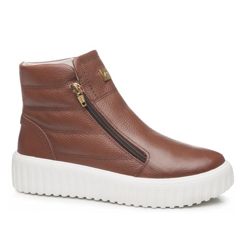 Tênis Pegada Feminino em Couro Terracota 212107-03