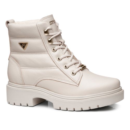 Coturno Pegada Feminina em Couro Off White 282402-01