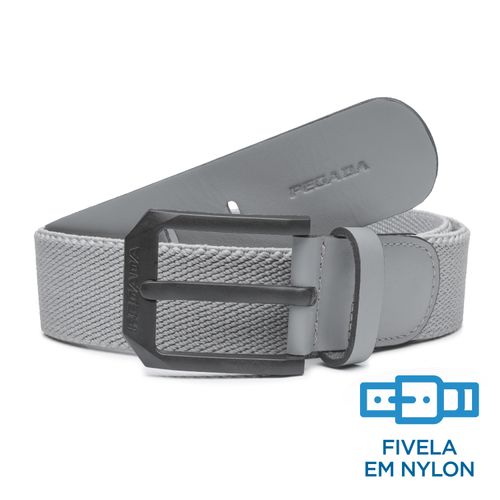 Cintos Pegada Masculino em Elástico e Couro Cinza CI002345-11