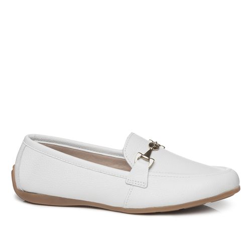 Sapato Mocassim Pegada Feminino em Couro Branco 229001-01