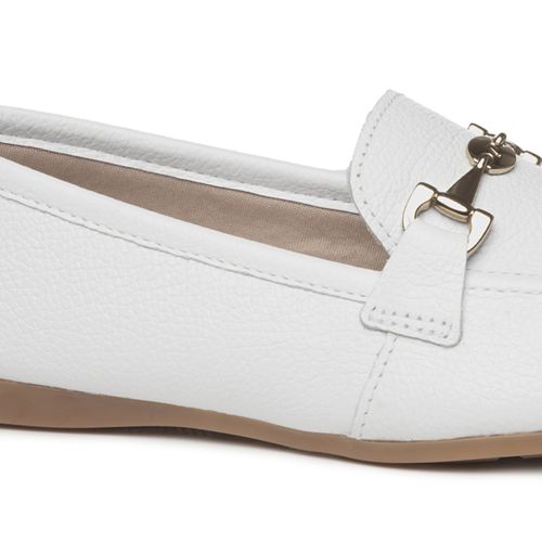 Sapato Mocassim Pegada Feminino em Couro Branco 229001-01