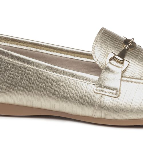 Sapato Mocassim Pegada Feminino em Couro Dourado 229051-01