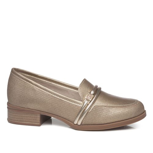 Sapato Mocassim Pegada Feminino em Couro Dourado 222003-04