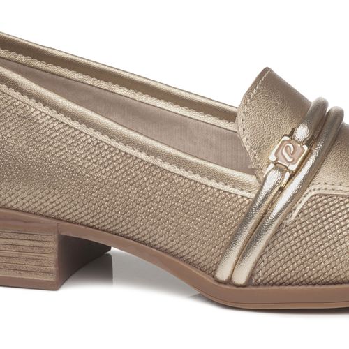 Sapato Mocassim Pegada Feminino em Couro Dourado 222003-04