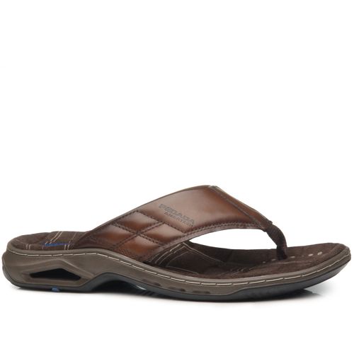 Chinelo Pegada Masculino em Couro Pinhão 133222-01