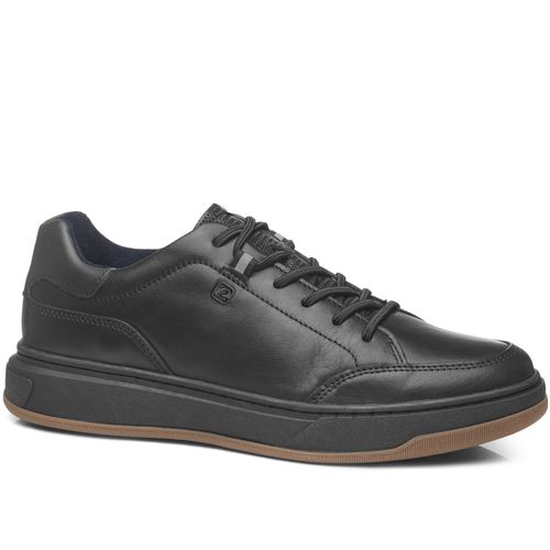 Tênis Casual Pegada Masculino em Couro Preto 111701-04